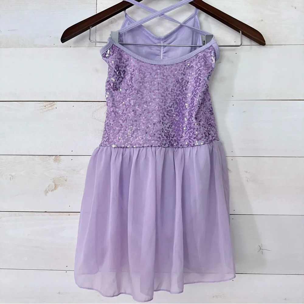 Lilac Sequin Kids Dance Costume Dress‎ Girls Size XL